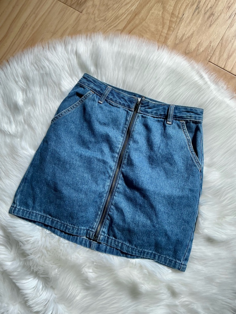 Hollister Ultra High Rise Denim Zip-Front Mini Skirt Size 3